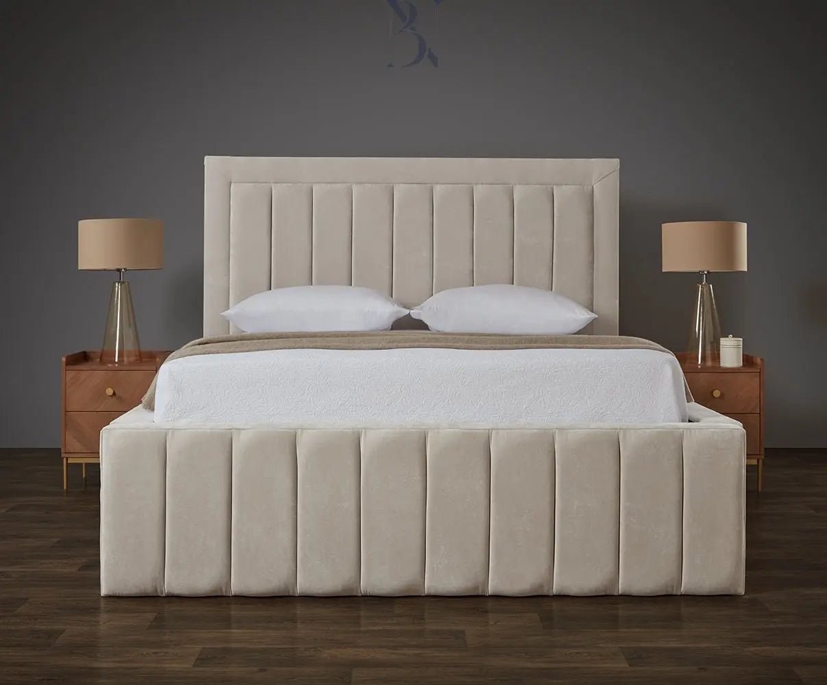 Luxury Paneled Liner Plain Border Thick Padded Bed - BedsnBoards