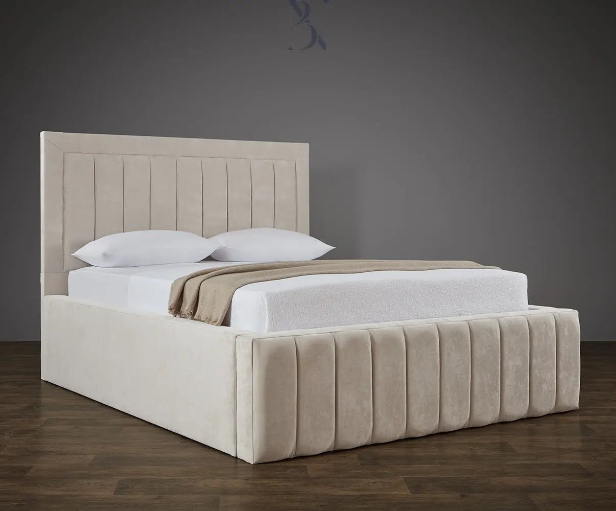 Luxury Paneled Liner Plain Border Thick Padded Bed - BedsnBoards