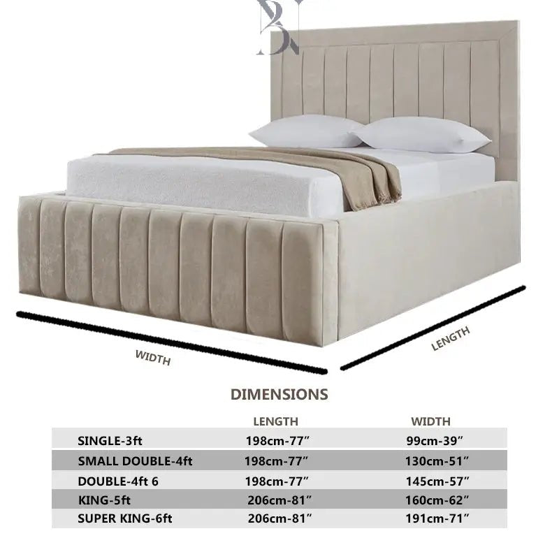 Luxury Paneled Liner Plain Border Thick Padded Bed - BedsnBoards