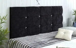 Load image into Gallery viewer, 12 Cubed Padded Headboard in Plush Velvet with Diamante Button
