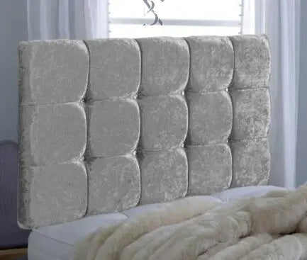 15 Cubed Padded Headboard in Plush Velvet with Diamond Button