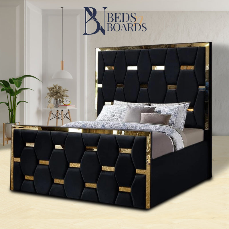 2025 Golden Pyramid Bed with Optional Ottoman Storage