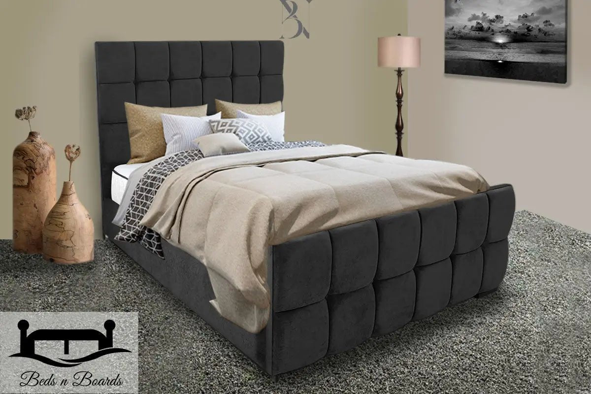 Andorra la Vella Cubed Upholstered Bed - BedsnBoards