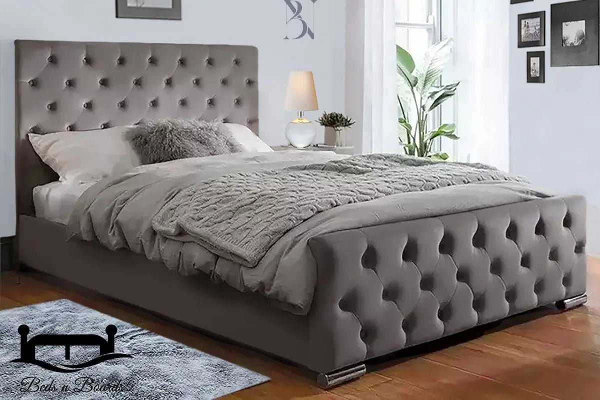 Ankara Dotted Upholstered Bed - BedsnBoards