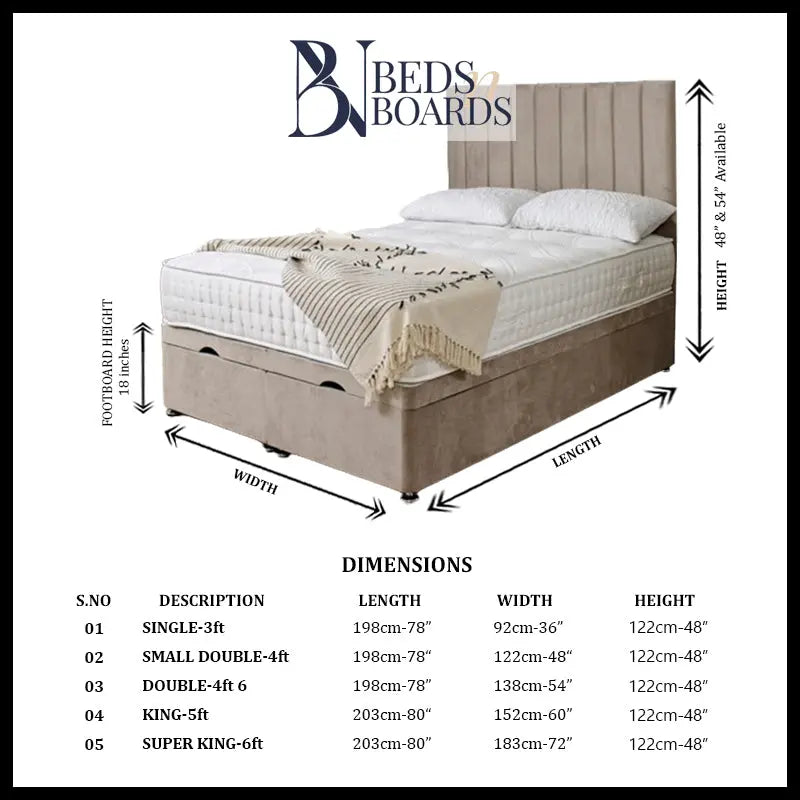 Apollo Panel Ottoman Divan Bed BedsnBoards
