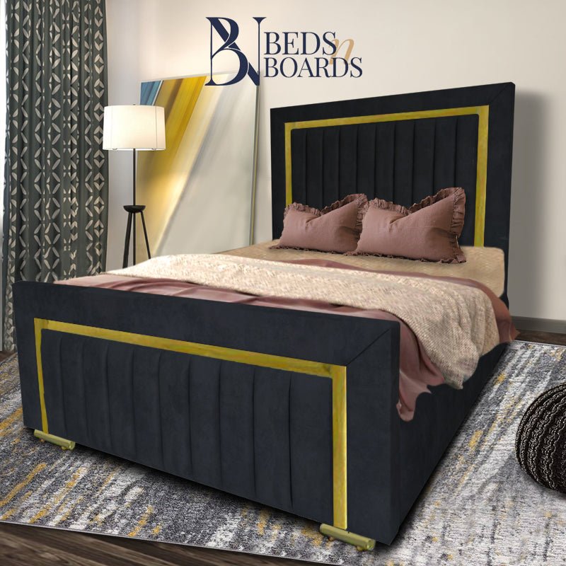 2025 Windsor Luxury Bed – Gold Accent Panels - BedsnBoards