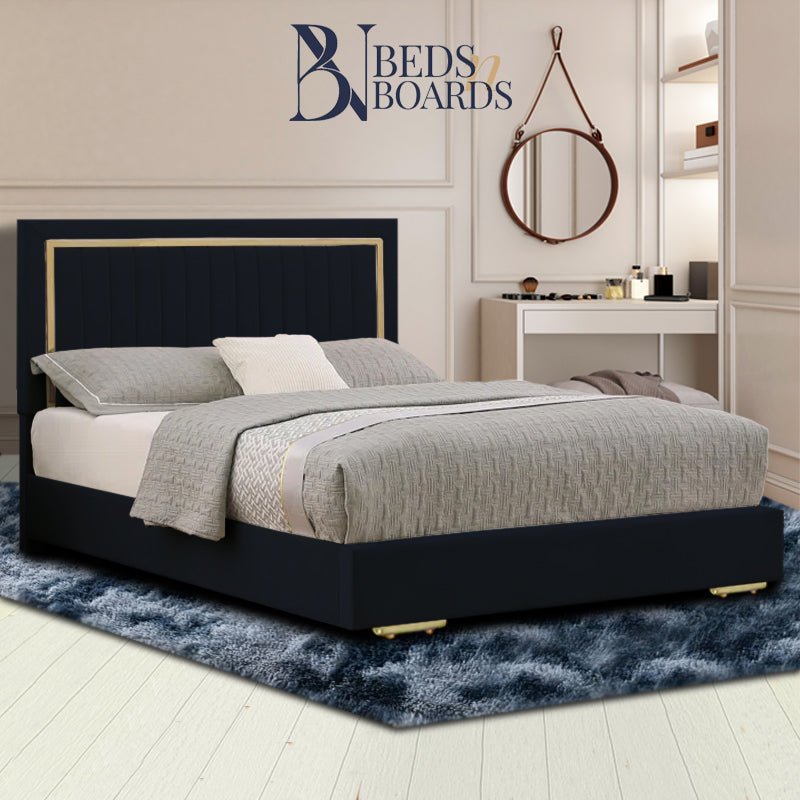 2025 Vienna Luxury Bed – Gold Panel Design - BedsnBoards