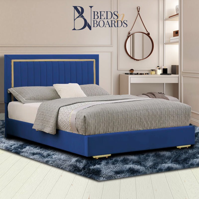 2025 Vienna Luxury Bed – Gold Panel Design - BedsnBoards