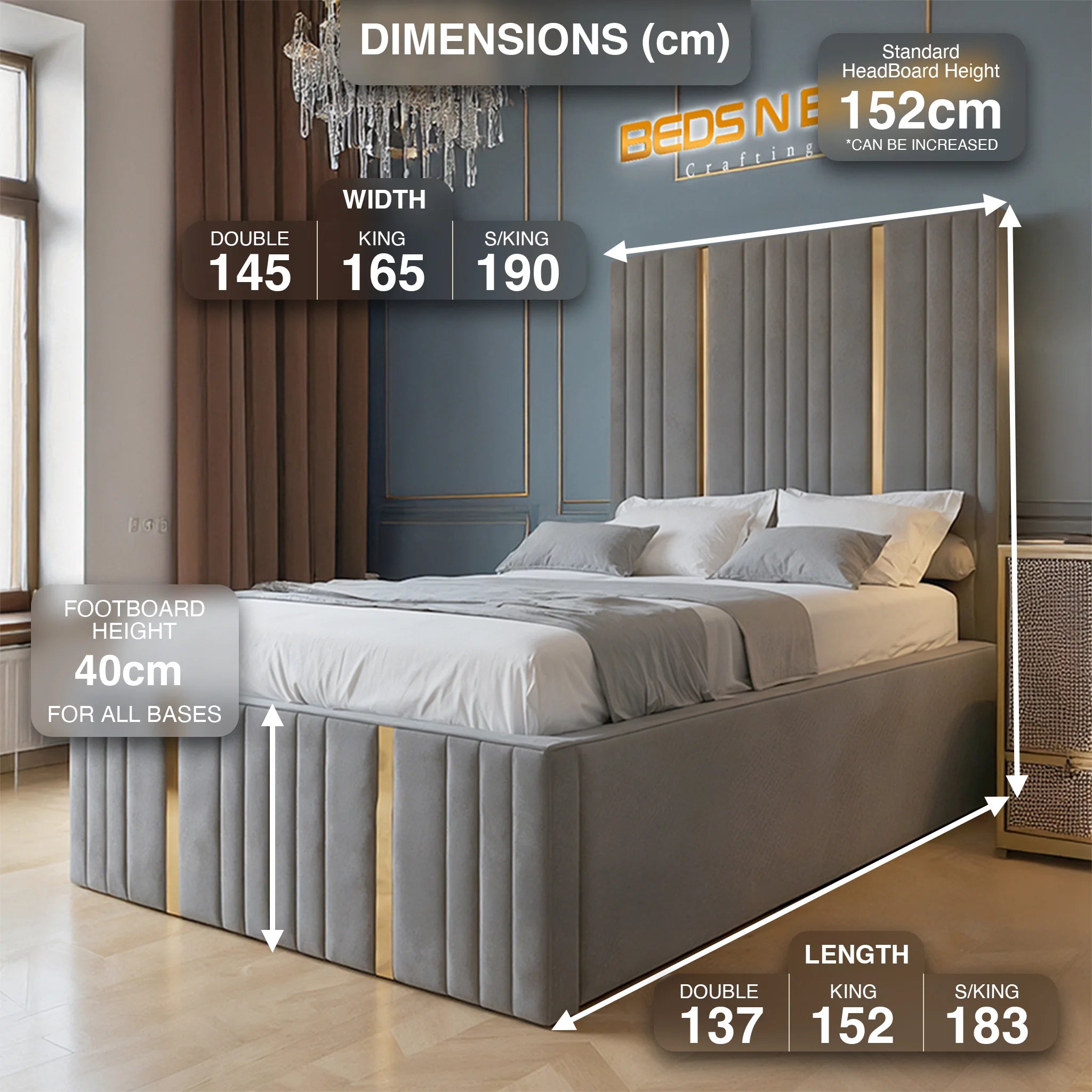 Belmont Prestige Wingback Bed Frame with Ottoman Storage – UK