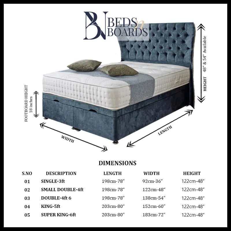 Butterfly Dotted Ottoman Divan Bed BedsnBoards