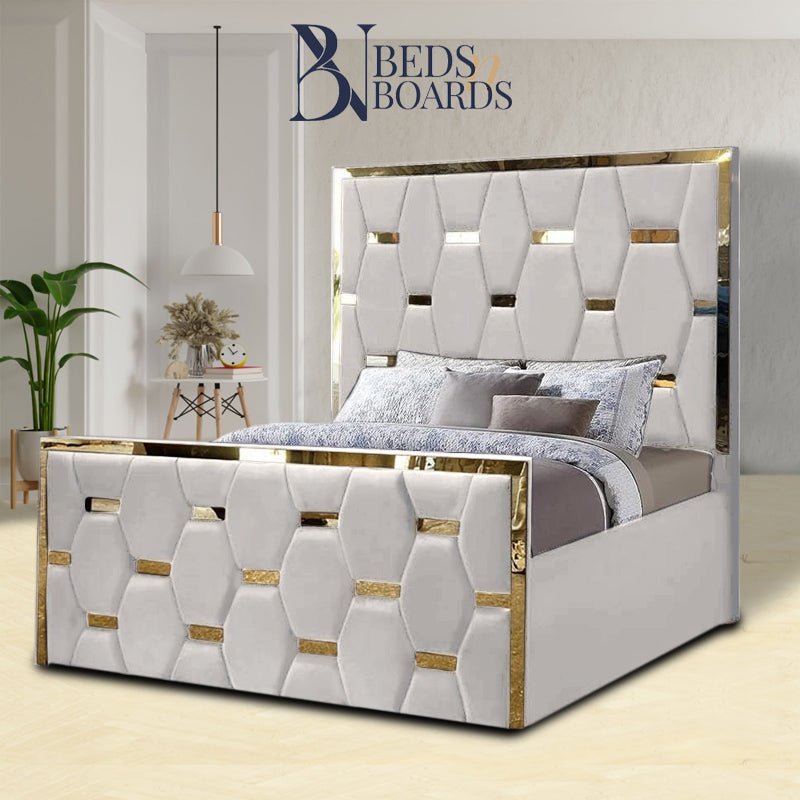 2025 Belgravia Luxury Bed – Pyramid Panel Design with Optional Storage - BedsnBoards