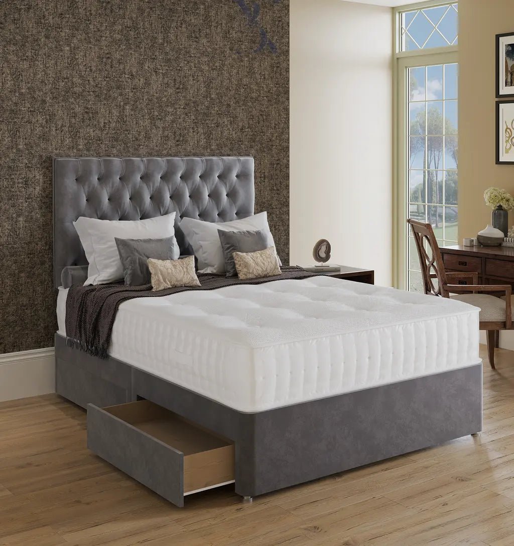 Luxury Chesterfield Bed Set – Ottoman Divan & Buttoned Headboard
