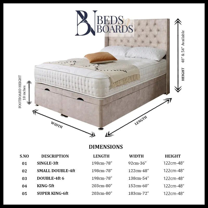 Emily Wing Ottoman Divan Bed BedsnBoards