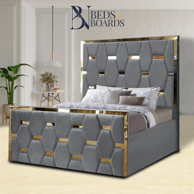 2025 Golden Pyramid Bed with Optional Ottoman Storage