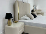 Load image into Gallery viewer, Golden Strip Panelled upholstered Premium bed
