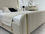 Load image into Gallery viewer, Golden Strip Panelled upholstered Premium bed
