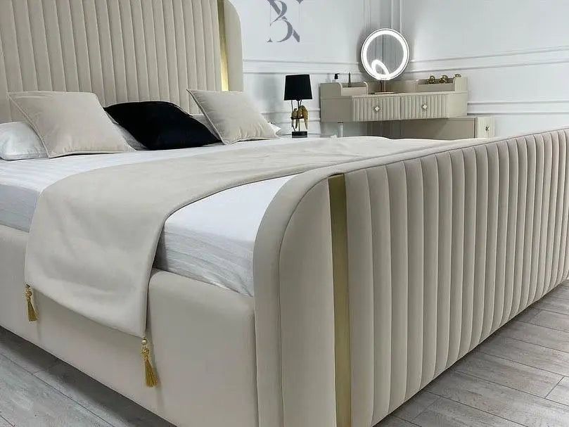 Golden Strip Panelled upholstered Premium bed