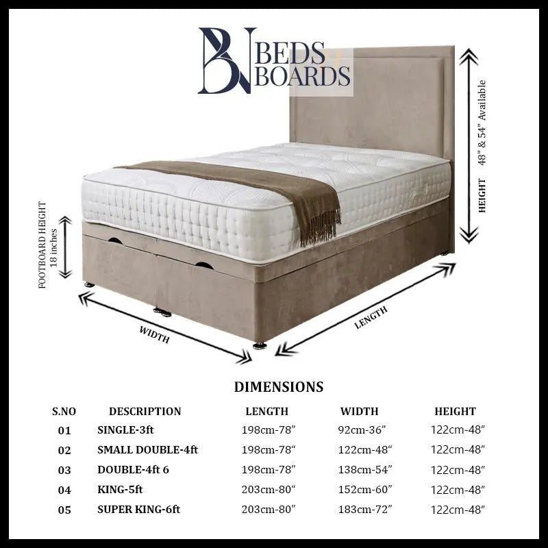 Hannah Bumper Ottoman Divan Bed BedsnBoards