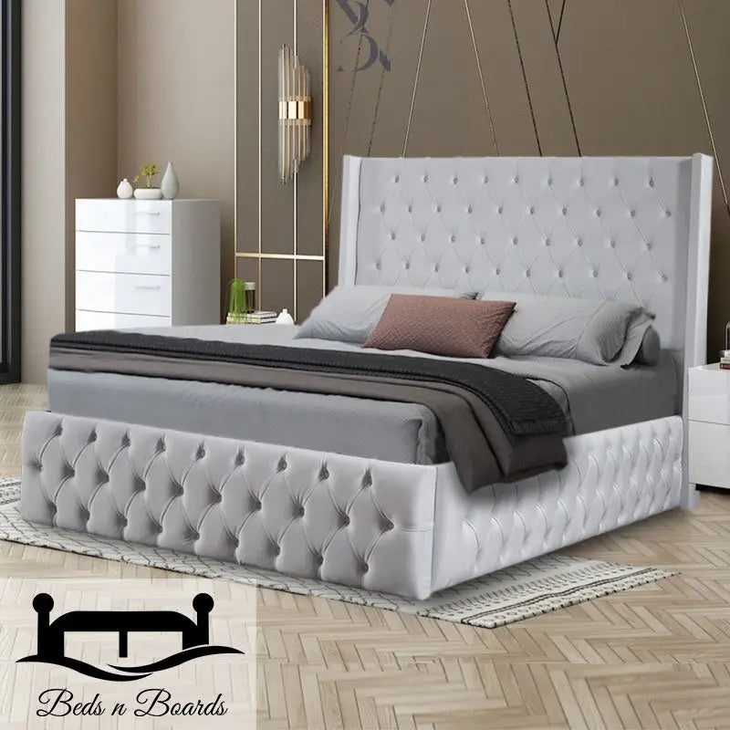 Heavenly Dotted Buttons Wing backed Luxury Bed