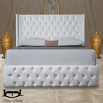 Load image into Gallery viewer, Heavenly Dotted Buttons Wing backed Luxury Bed
