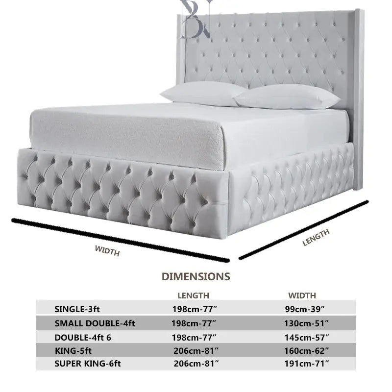 Heavenly Dotted Buttons Wing backed Luxury Bed