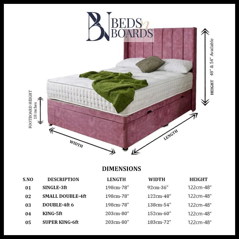 Hilton WingBack Ottoman Divan Bed BedsnBoards