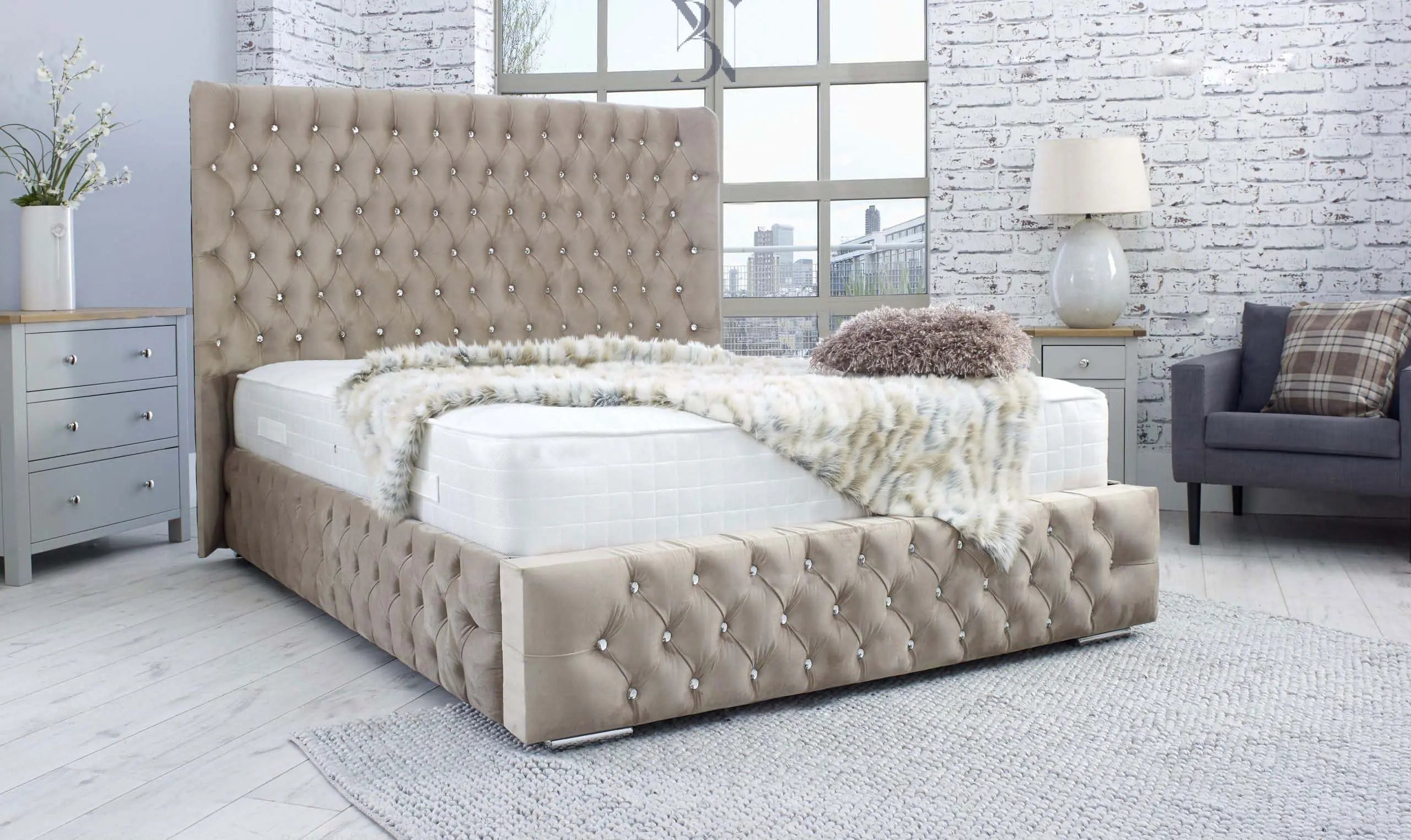 Sofia Luxurious Dotted Bed - BedsnBoards