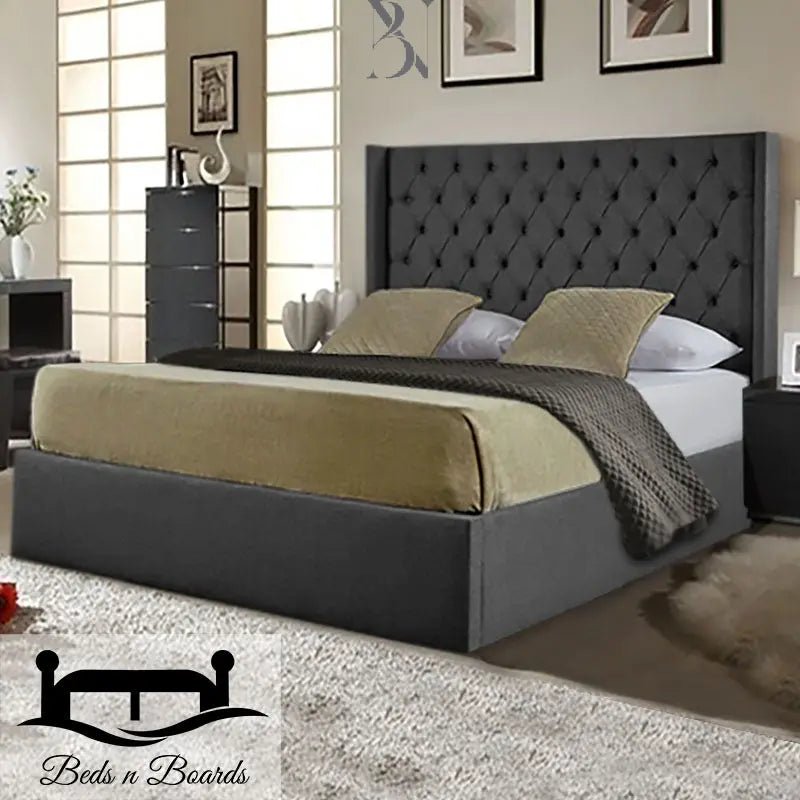 Marley Dotted Buttons Luxury Bed - BedsnBoards