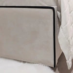 Load image into Gallery viewer, Mercer Cream Velvet Luxury Panelled Bed with Contrast Black Piping
