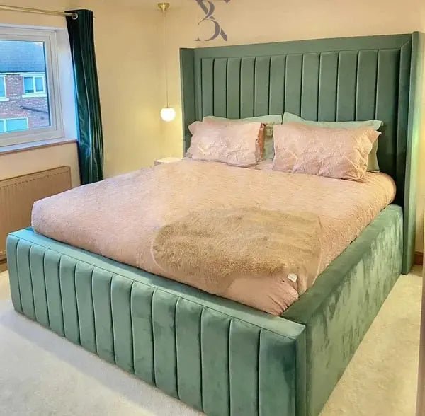 Merry Wingback Upholstered Bed Frame - BedsnBoards