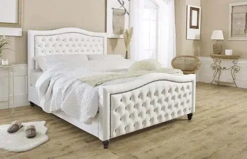 Milan Dotted Upholstered  Bed - BedsnBoards