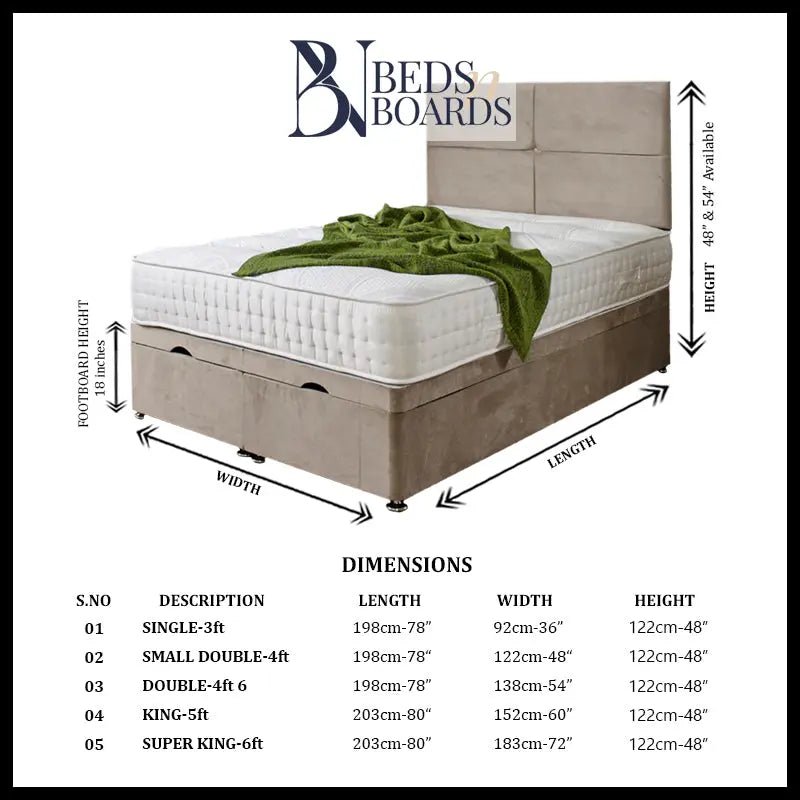 Milano Cubed Ottoman Divan Bed BedsnBoards