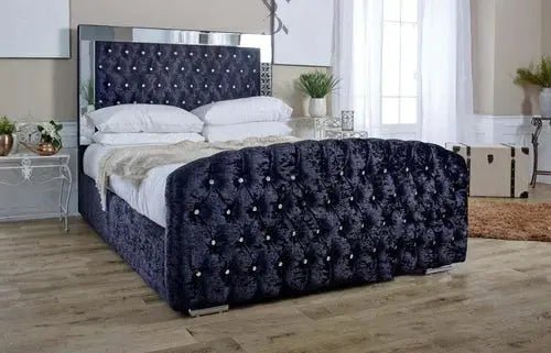 Mirrored Diamond Button Bed - BedsnBoards