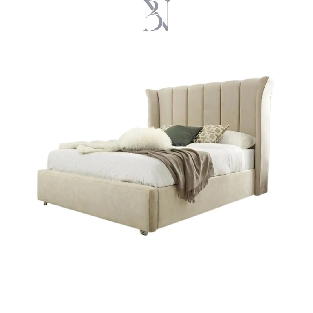 Madrid Wingback Curved Dotted Bed - BedsnBoards