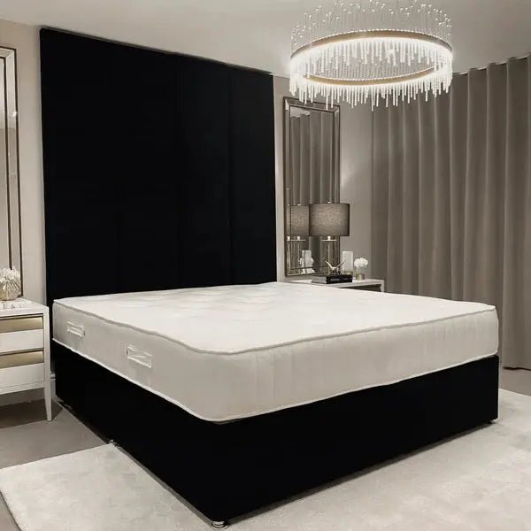 Noir Black Velvet Ottoman Divan Bed Base - BedsnBoards