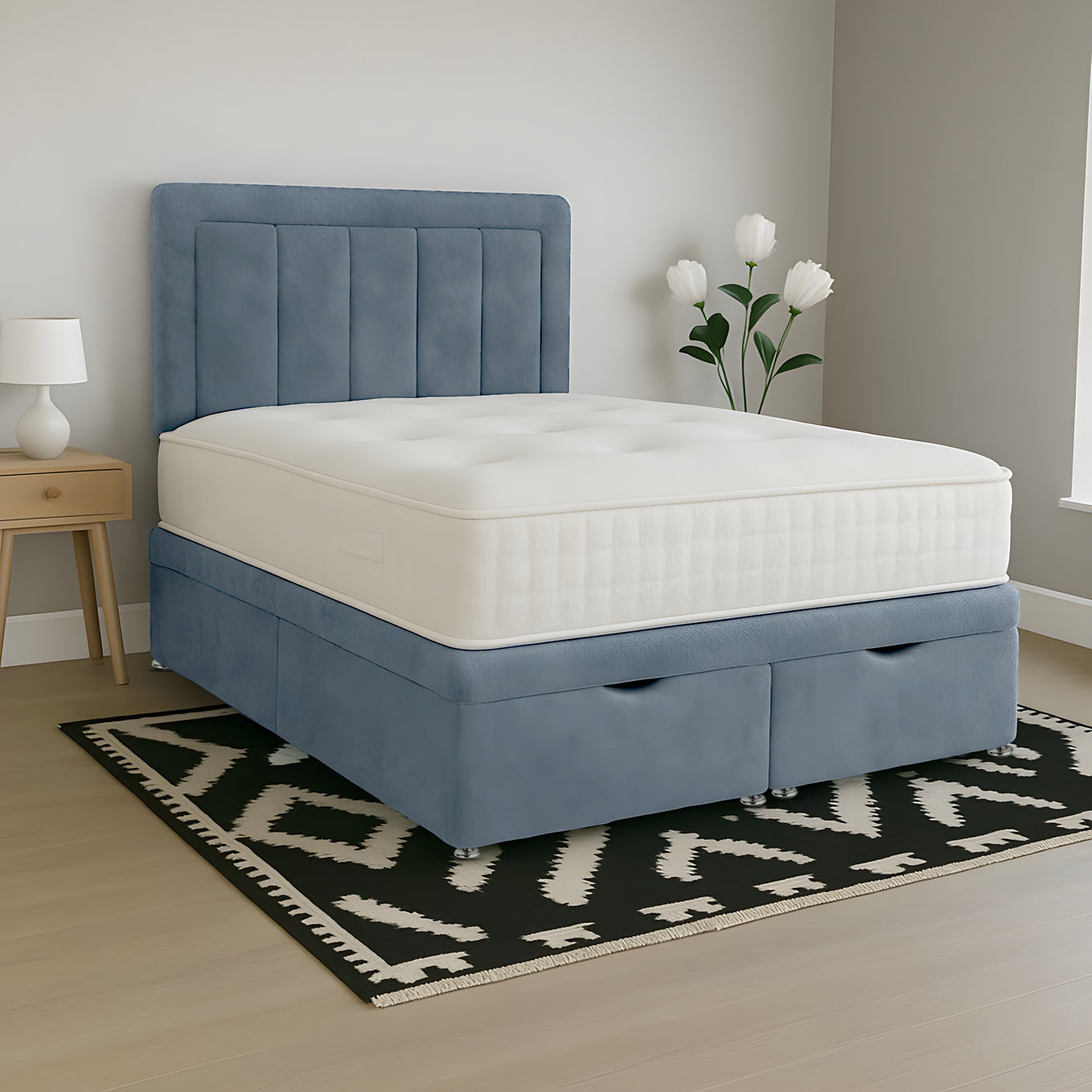Olivia Ottoman Divan Bed – Upholstered Panel Bed with Storage - BedsnBoards