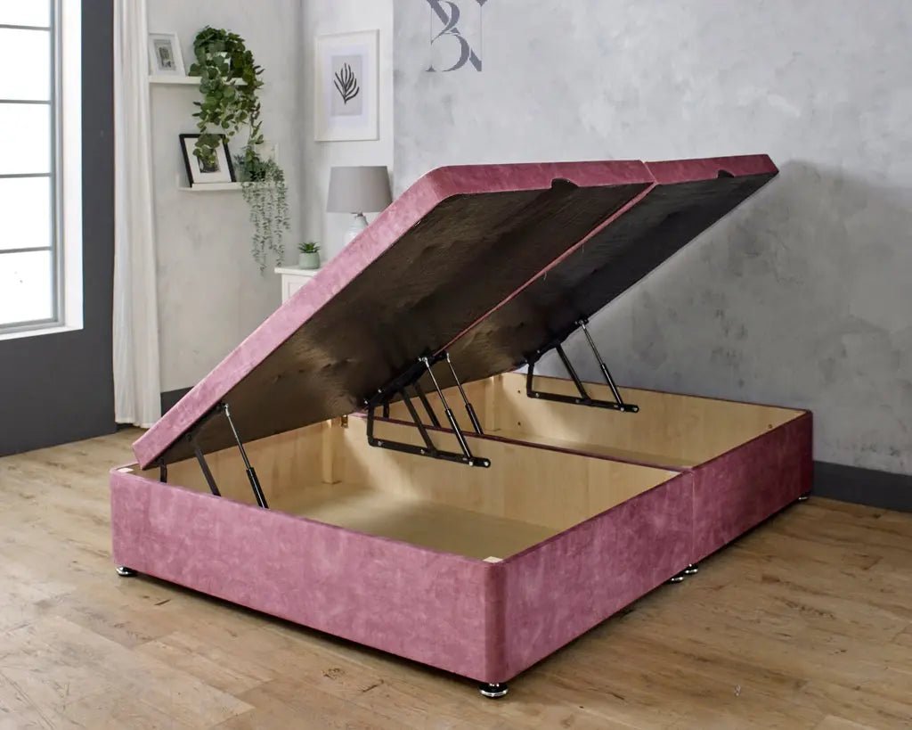 Luxury Ottoman Bed Base – Plush Velvet Upholstery & Hidden Storage - BedsnBoards