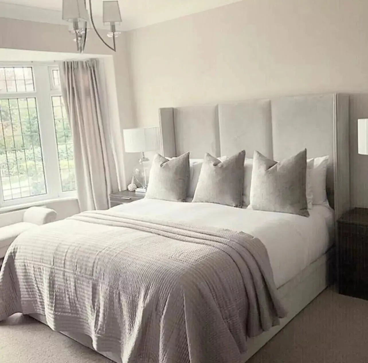 Oxford 3 Panel Wingback Luxury Upholstered Bed - BedsnBoards