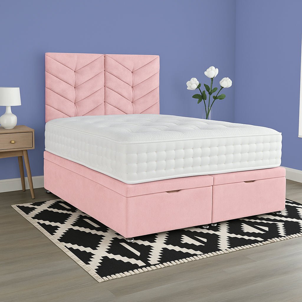 Rose Ottoman Divan Upholstered Thick Padded Bed - BedsnBoards