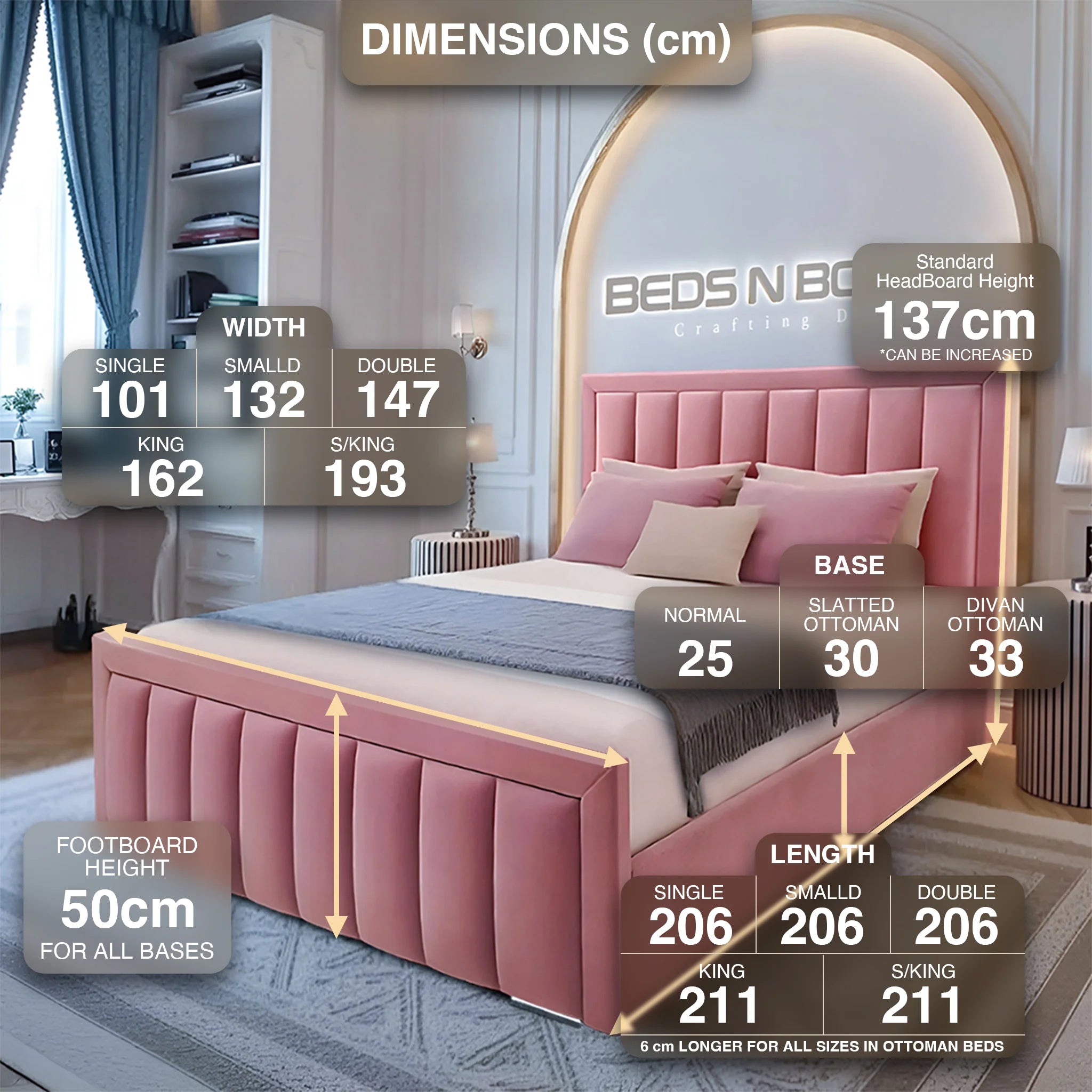 2025 Blossom Luxury Bed – Panel Design with Optional Storage