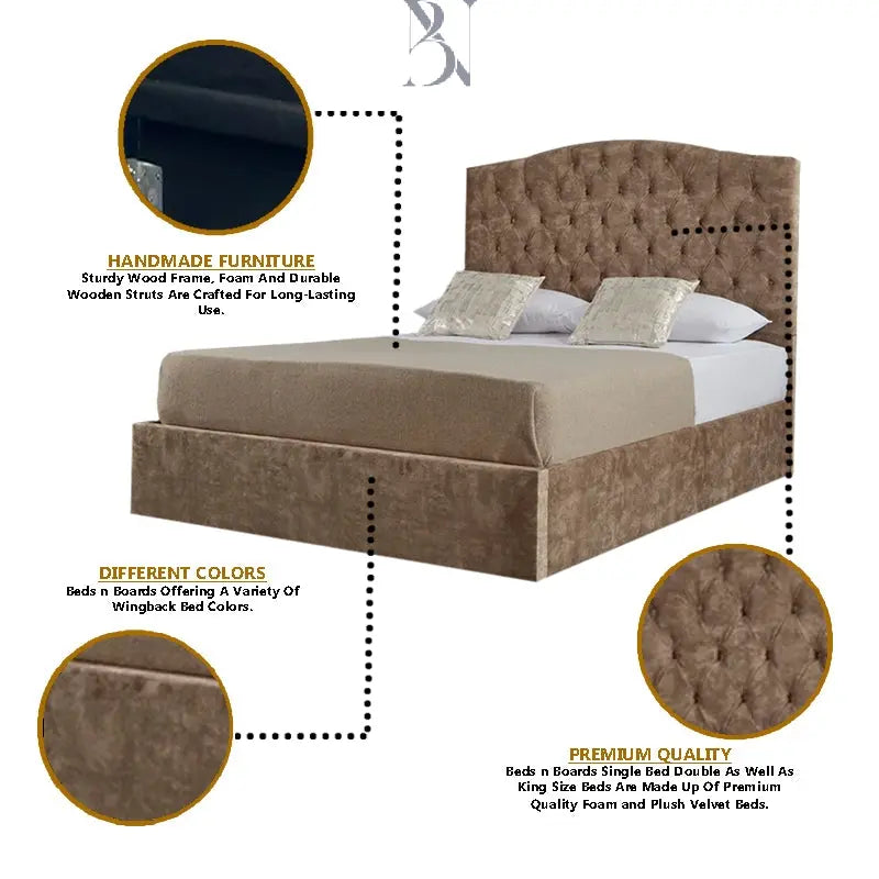 Roma Dotted Buttons Luxury Bed