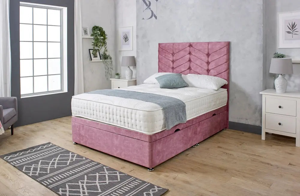 Rose Ottoman Divan Upholstered Thick Padded Bed