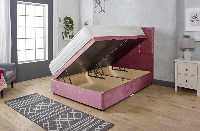 Rose Ottoman Divan Upholstered Thick Padded Bed - BedsnBoards