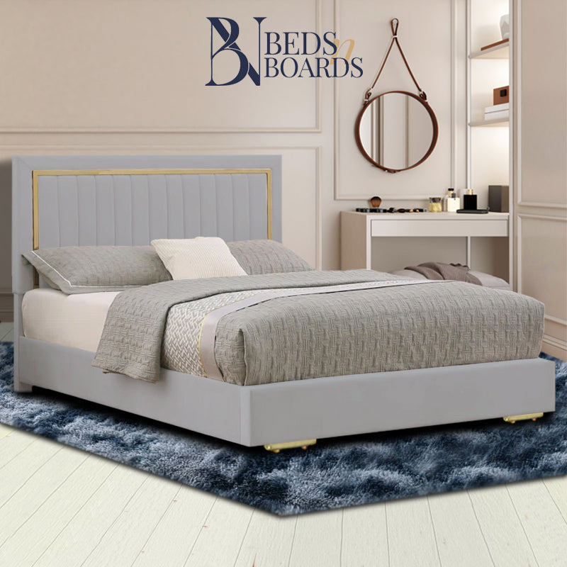 2025 Osaka Linear Upholstered Bed with Golden Lining
