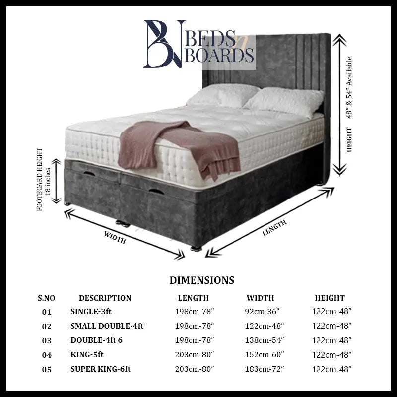 Sauvage WingBack Ottoman Divan Bed BedsnBoards