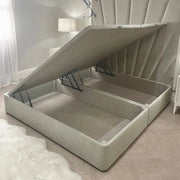 Smoke Velvet Sunrise Ottoman Divan Bed Base - BedsnBoards