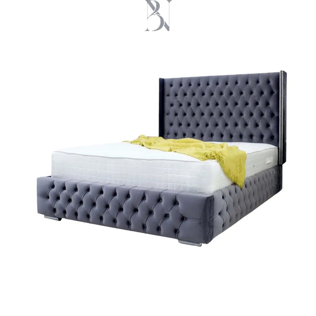 Sophia Wingback Dotted Bed - BedsnBoards