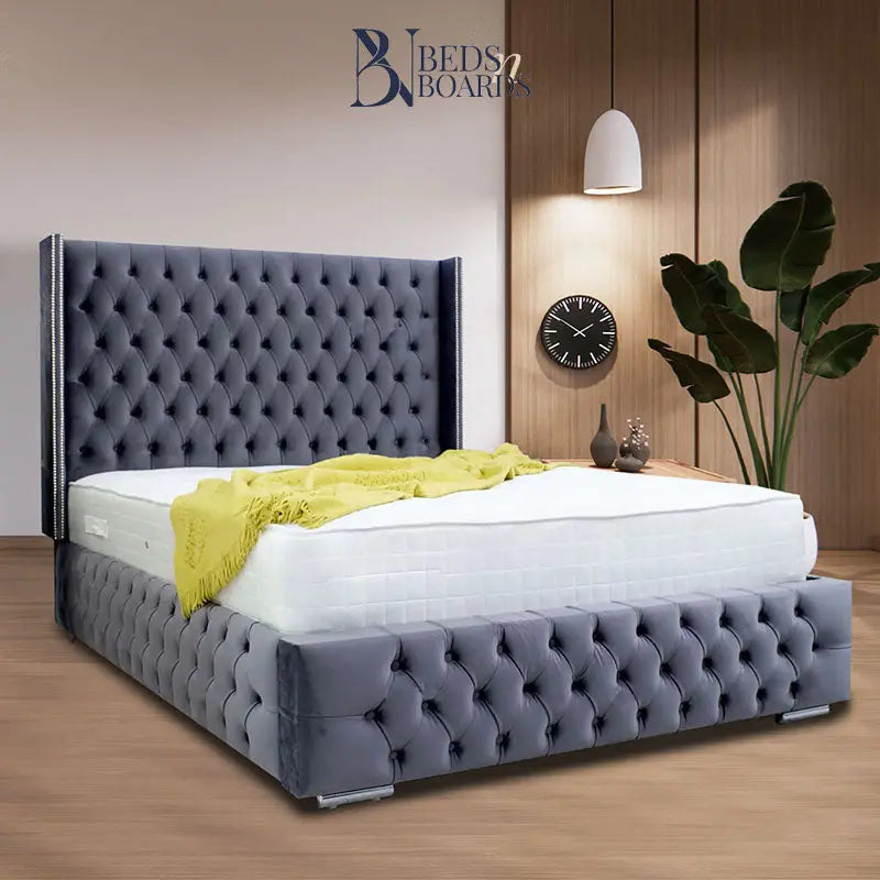 Sophia Wingback Dotted Bed Only Furniture