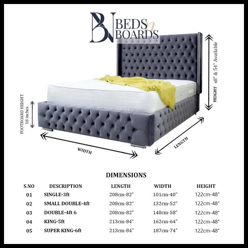 Sophia Wingback Dotted Bed Only Furniture