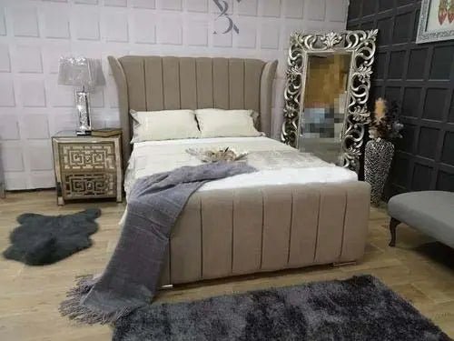 Pairs Curved Wingback Panel Bed - BedsnBoards